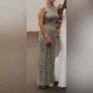 MOB dress! Silver/grey sparkle. Worn once. Size 4P